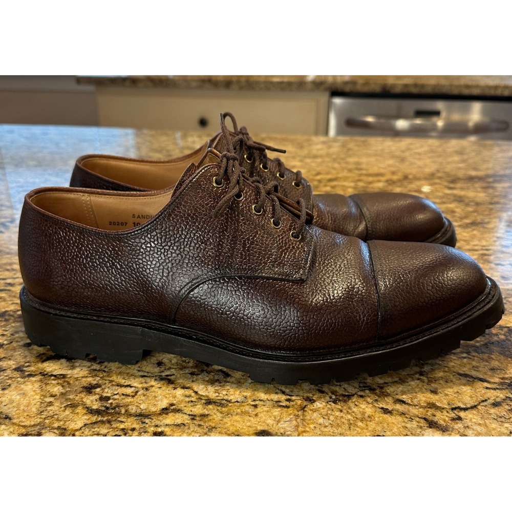 Crockett Jones Shoes Mens 10 E Brown Rougout Suede Sandhurst Vibram Derby EUC